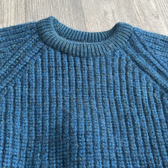 Wolsey | Turquoise 100% chunky wool made in Scotland knit fisherman sweater - Picture 4 of 9
